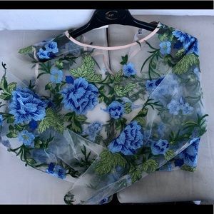 Missguided Floral Embroidered Mesh Top